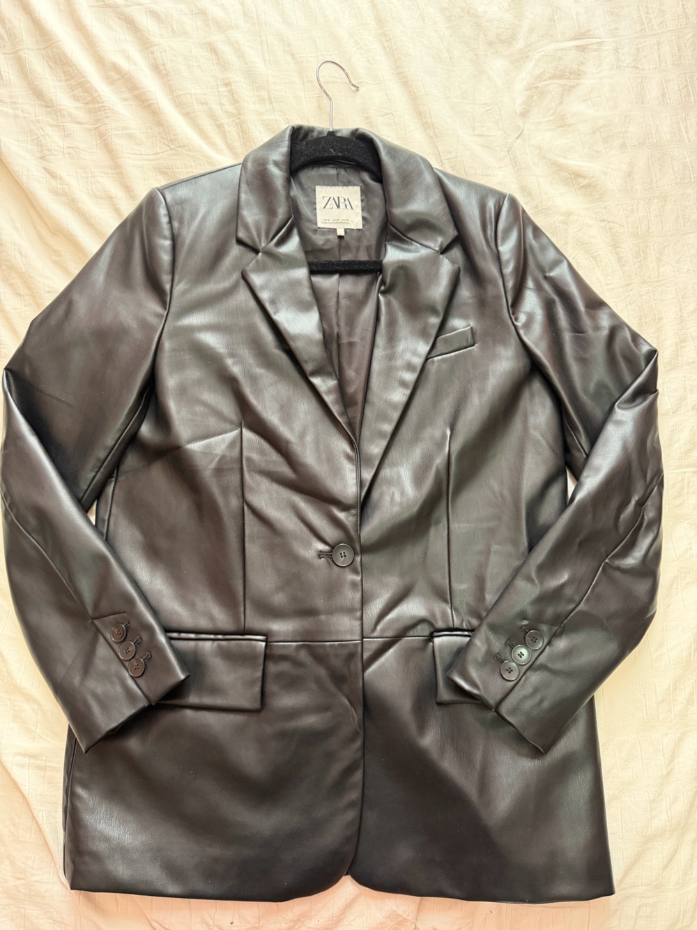 Zara Black Faux Leather Blazer
